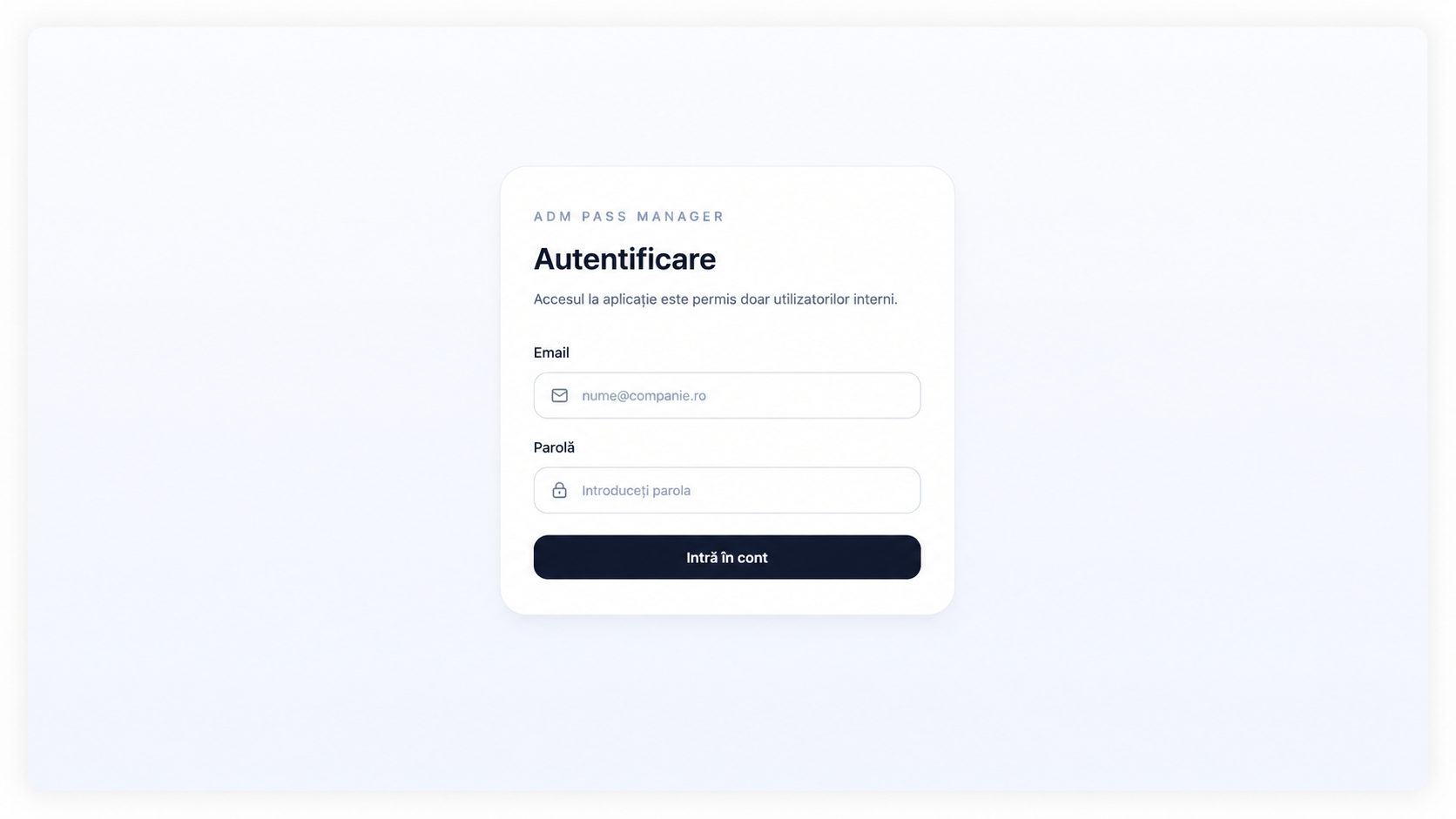 ADM Pass Manager secure login interface