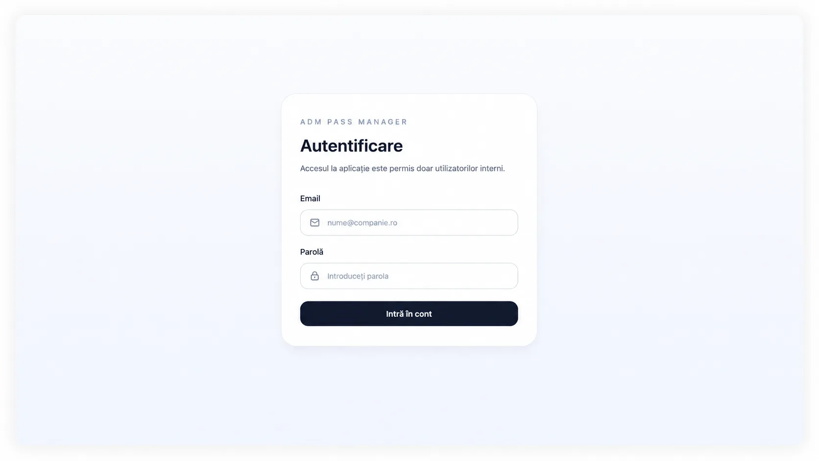 ADM Pass Manager secure login interface