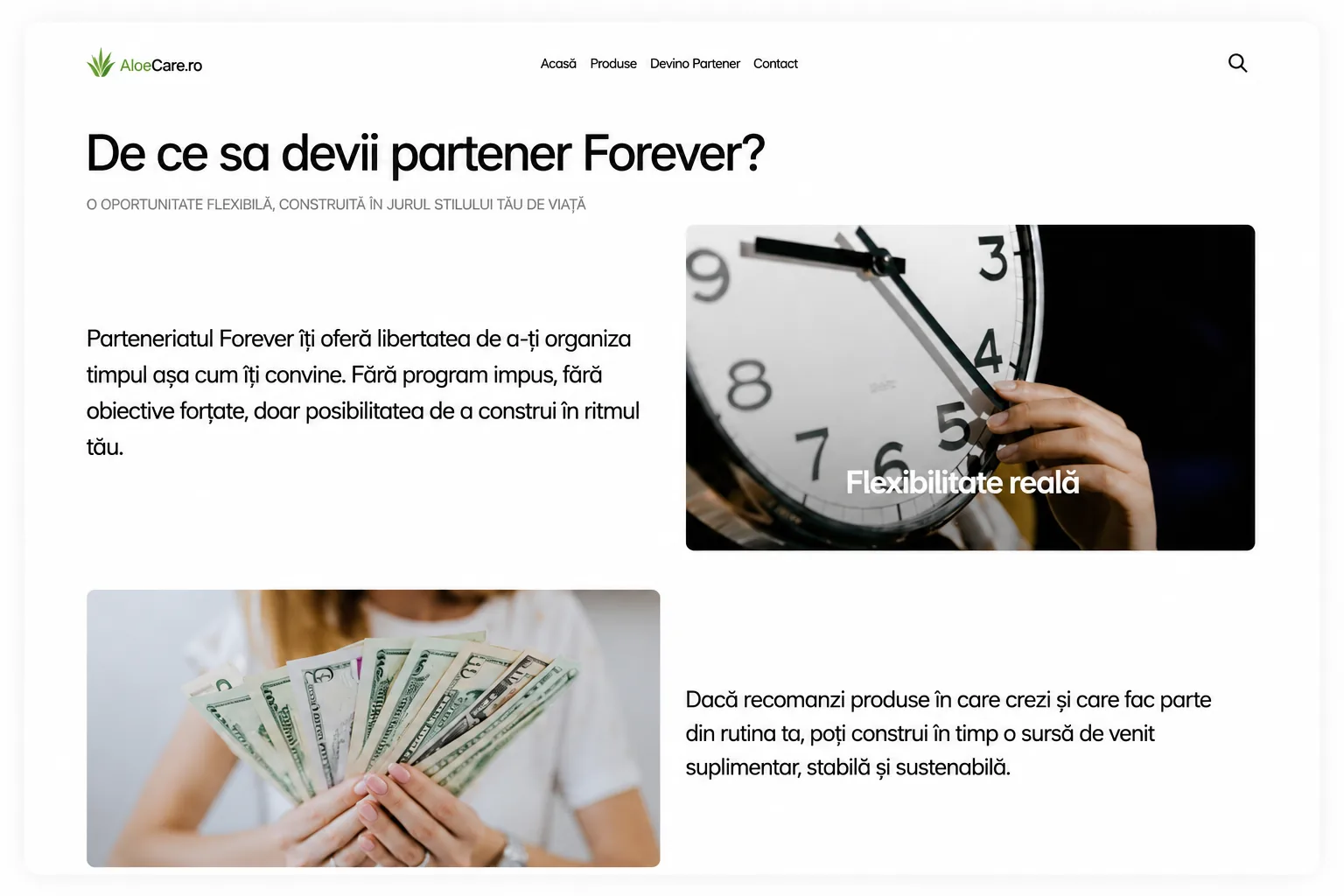 AloeCare Forever partner information section