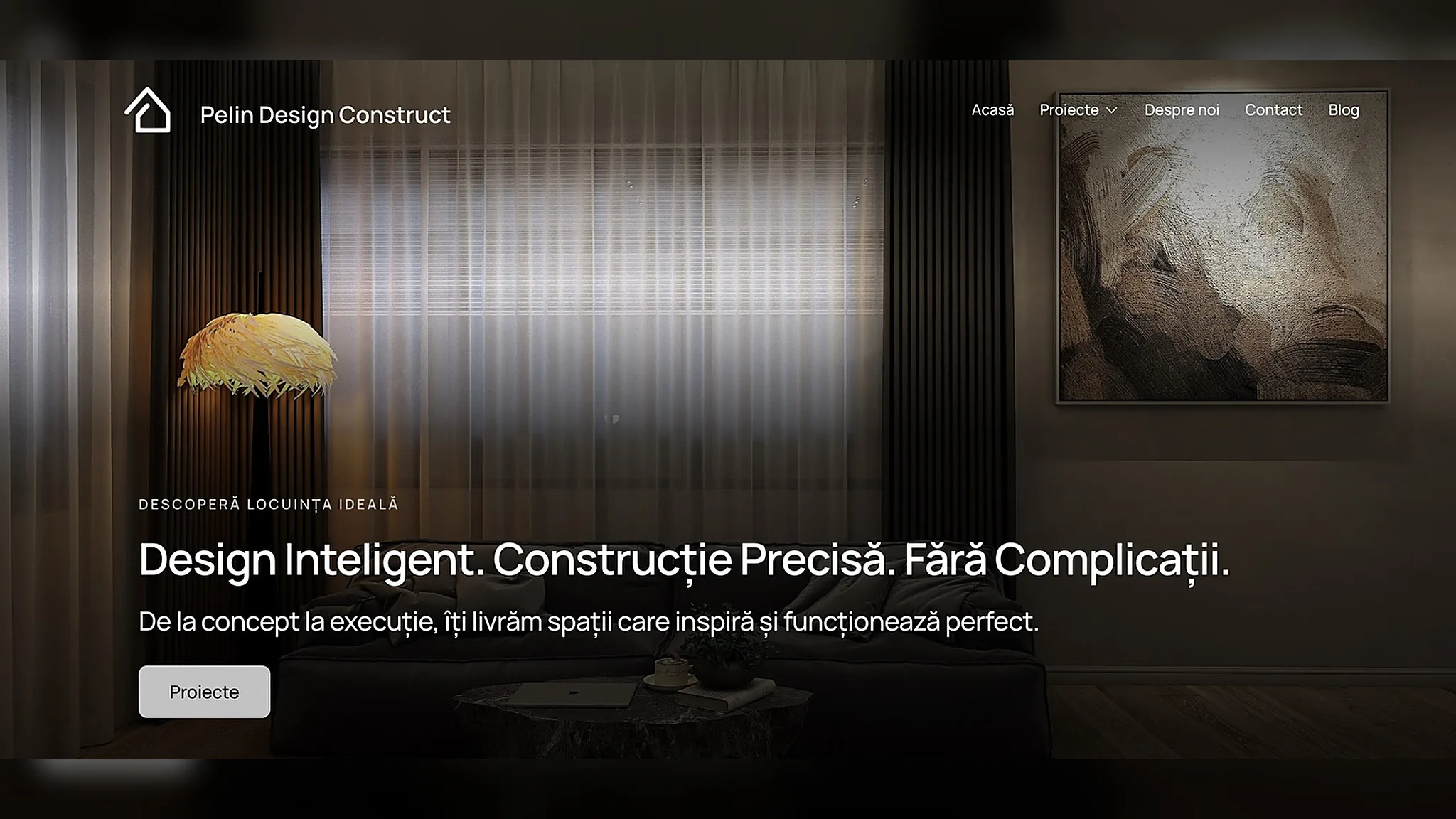 Pelin Design Construct hero section showcasing architectural work