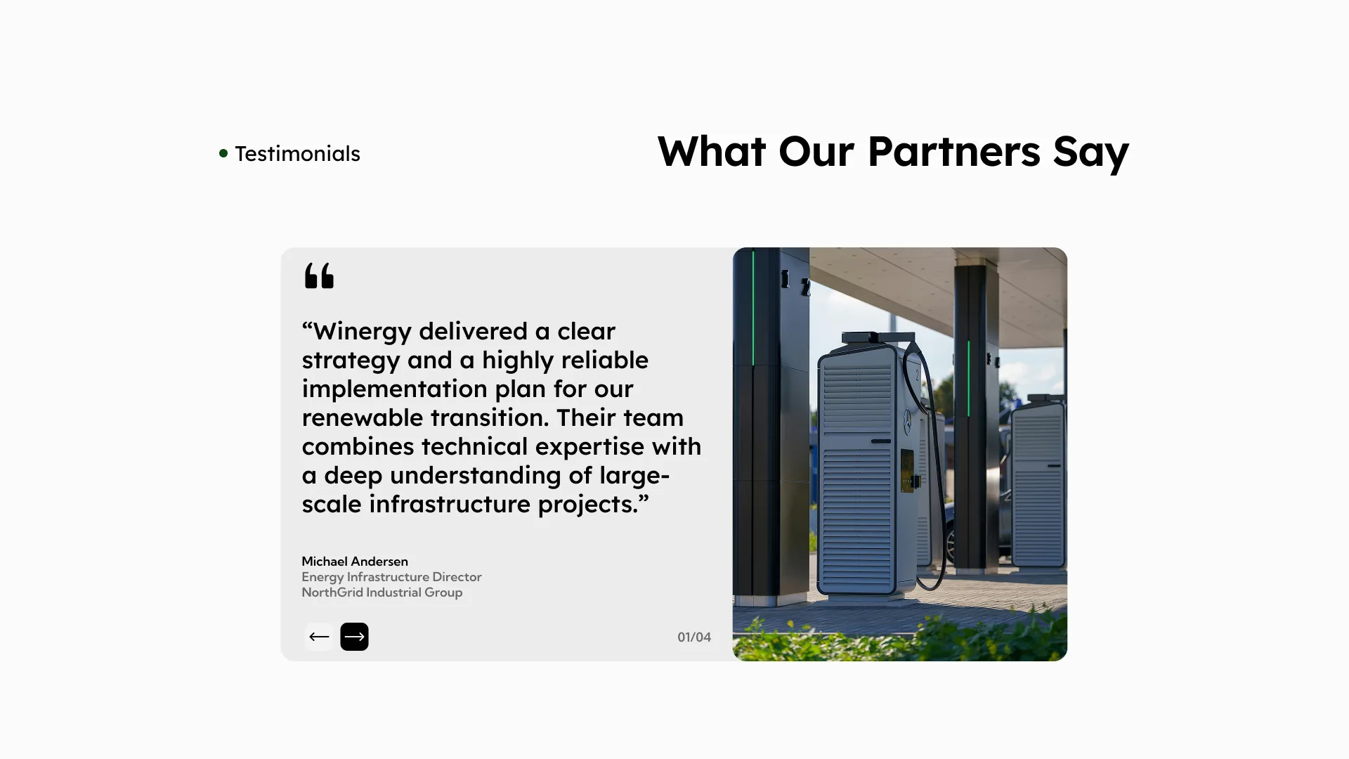 Winergy testimonials section